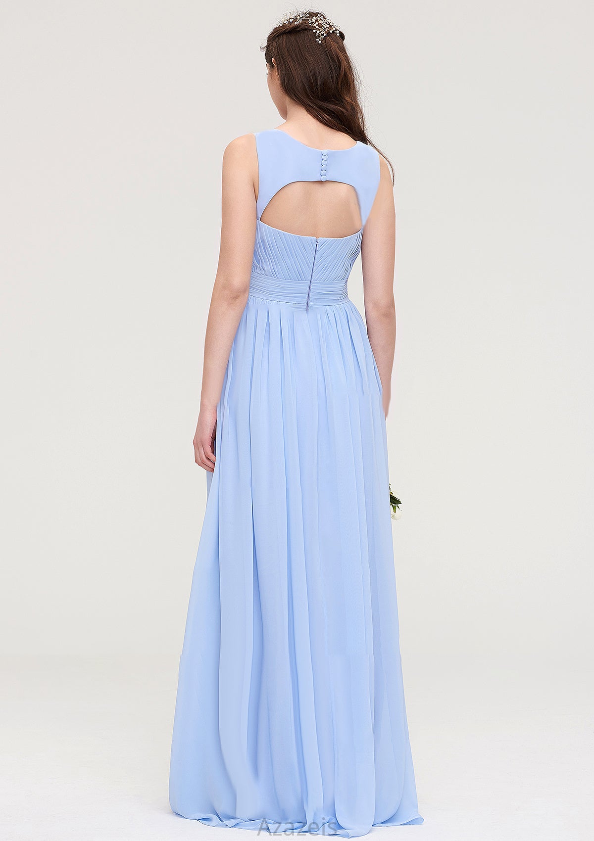 Sleeveless Sweetheart Long/Floor-Length Chiffon A-line/Princess Bridesmaid Dresses With Pleated Viviana DFP0025437