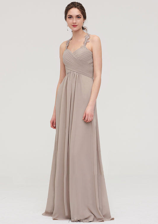 Sleeveless Sweetheart Long/Floor-Length Chiffon A-line/Princess Bridesmaid Dresses With Pleated Lace Skye DFP0025457
