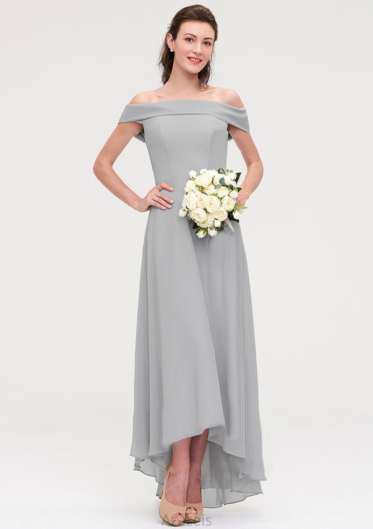 Off-the-Shoulder Sleeveless Asymmetrical Chiffon A-line/Princess Bridesmaid Dresseses Penelope DFP0025465