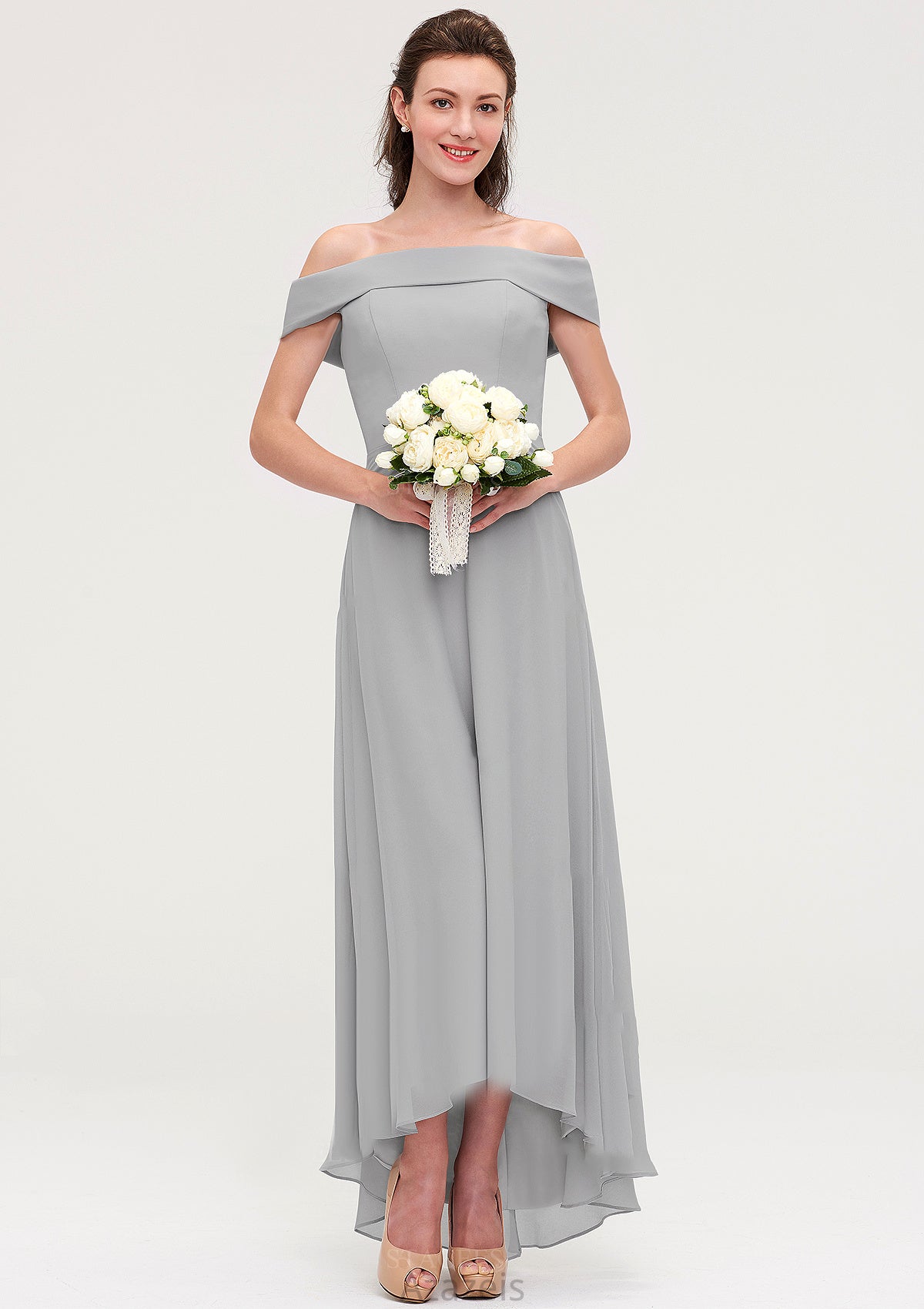 Off-the-Shoulder Sleeveless Asymmetrical Chiffon A-line/Princess Bridesmaid Dresseses Penelope DFP0025465