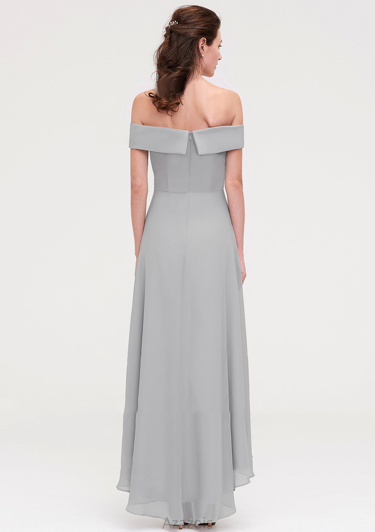 Off-the-Shoulder Sleeveless Asymmetrical Chiffon A-line/Princess Bridesmaid Dresseses Penelope DFP0025465