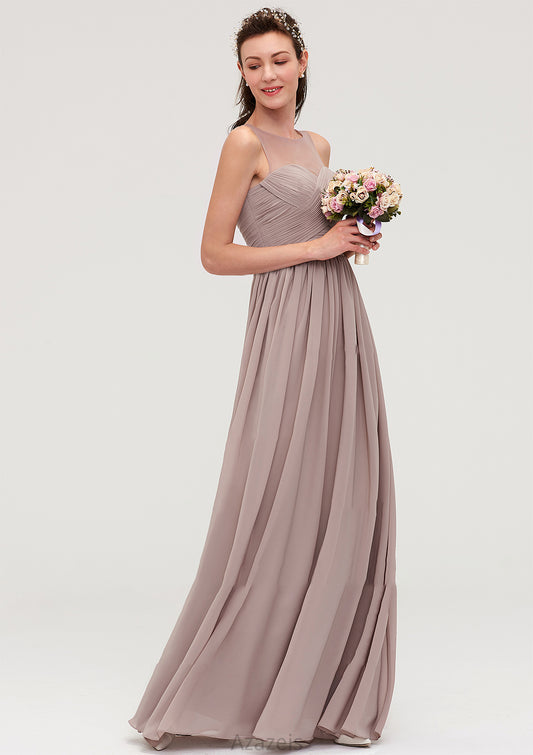 Sleeveless A-line/Princess Chiffon Long/Floor-Length Bridesmaid Dresseses With Pleated Hope DFP0025479