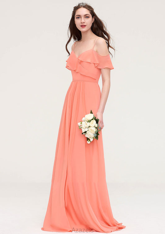 Sleeveless Sweetheart Long/Floor-Length Chiffon A-line/Princess Bridesmaid Dresses With Pleated Adrianna DFP0025492