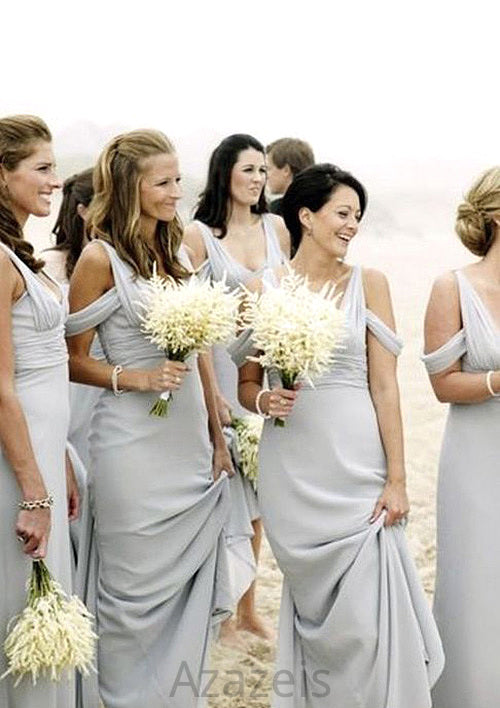 V-Neck Sleeveless Pleated Floor-Length A-Line Combination Bridesmaid Dresseses Mckenzie DFP0025546