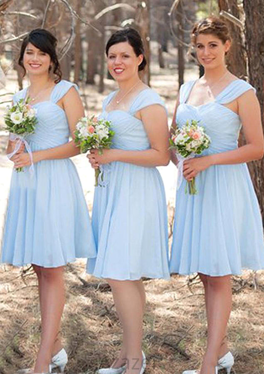 Sleeveless Scalloped Neck Knee-Length A-line/Princess Chiffon Bridesmaid Dresseses With Pleated Karen DFP0025606