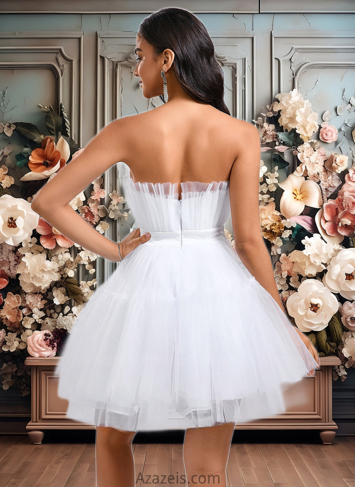 Olivia Ball-Gown/Princess Asymmetrical Short Tulle Homecoming Dress With Bow DFP0025709