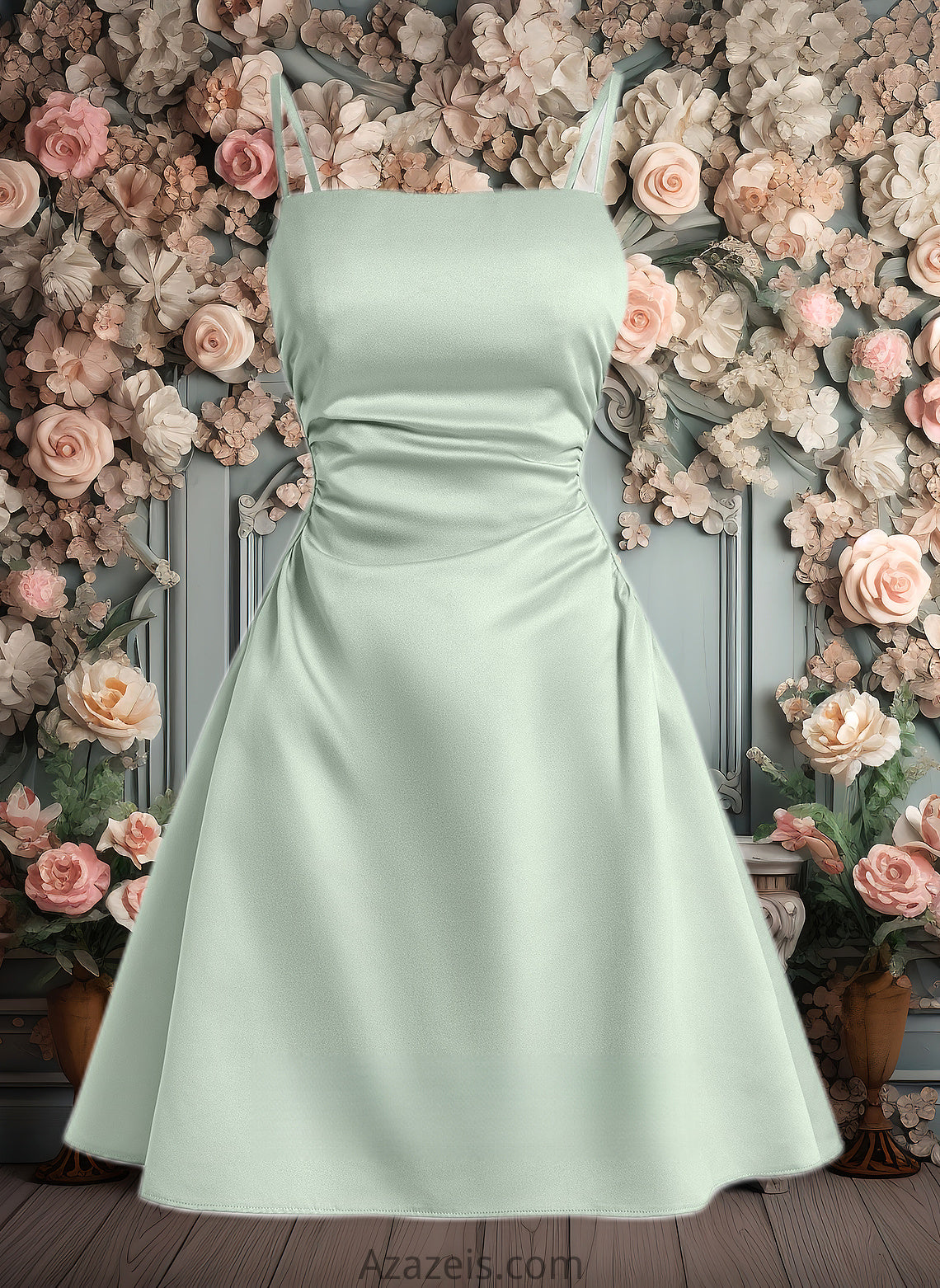 Lesley A-line Straight Short Satin Homecoming Dress DFP0025643