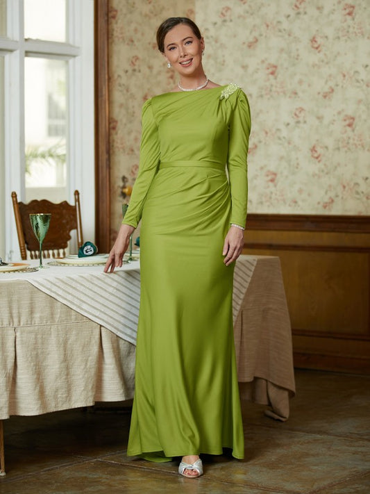 Scarlett Sheath/Column Jersey Ruched Scoop Long Sleeves Floor-Length Mother of the Bride Dresses DFP0020352