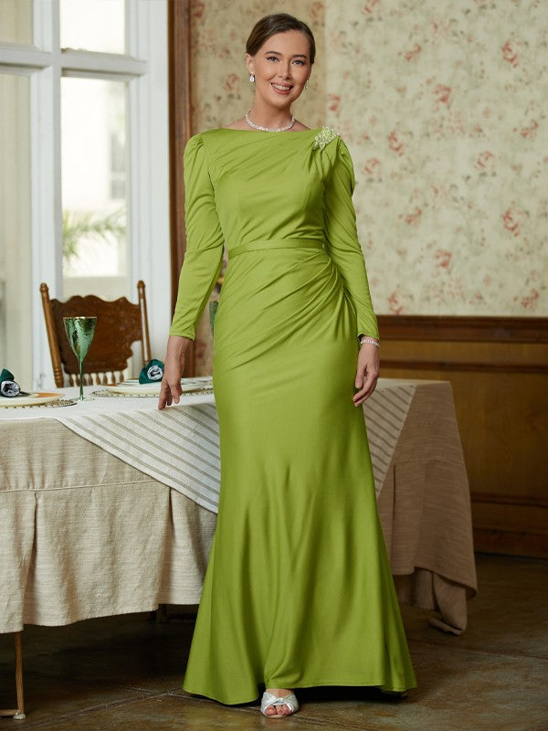 Scarlett Sheath/Column Jersey Ruched Scoop Long Sleeves Floor-Length Mother of the Bride Dresses DFP0020352