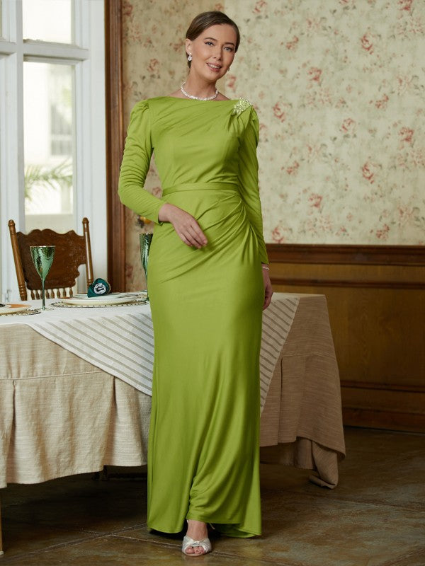 Scarlett Sheath/Column Jersey Ruched Scoop Long Sleeves Floor-Length Mother of the Bride Dresses DFP0020352