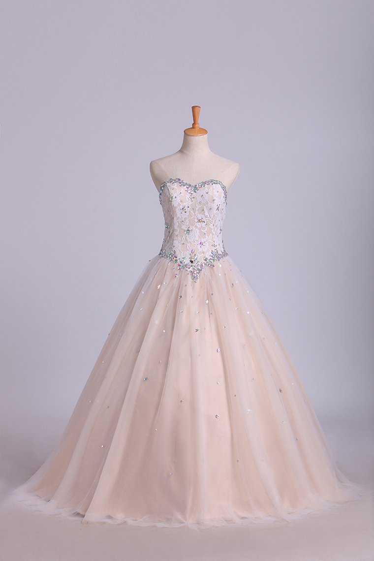 Quinceanera Dresses Sweetheart Beaded Neckline And Waistline Ball Gown Floor-Length