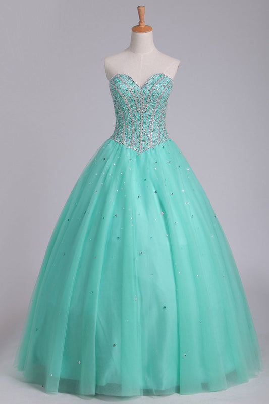 2024 Ball Gown Sweetheart Tulle Quinceanera Dresses Floor Length Lace Up