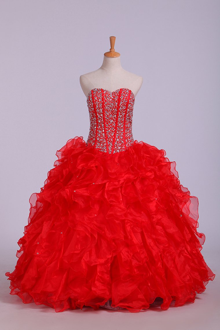 2024 Ball Gown Sweetheart Organza Floor Length Quinceanera Dresses