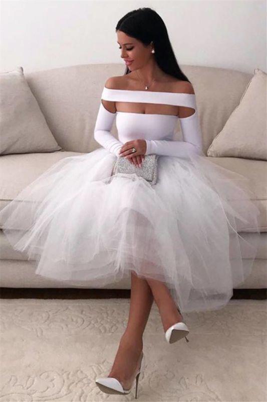 Sexy White Tamara Homecoming Dresses For Women Long Sleeve Short CD10171