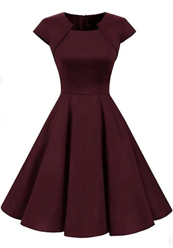 A-Line Homecoming Dresses America Irregular Draped Round Neck Long Sleeve Midi Dress DF17499