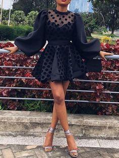 Long Sleeve Lantern Brynn Homecoming Dresses Sleeve Patchwork Womens Bodycon Dress CD19288