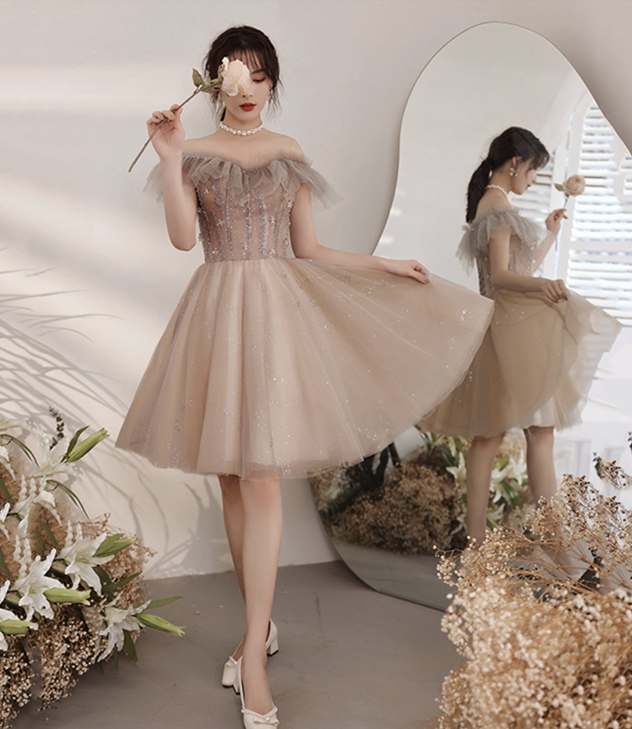 CUTE TULLE Sonia Homecoming Dresses SHORT A LINE DRESS PARTY DRESS CD22631