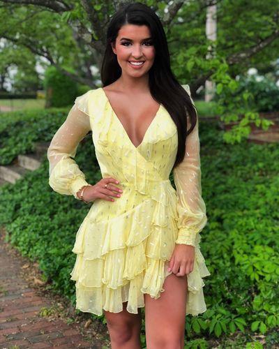 Long Sleeves Short Yellow Homecoming Dresses Desirae CD22868