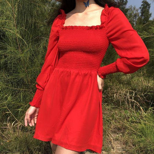 Red Square Homecoming Dresses Mckinley Neck With Long Sleeve CD4225