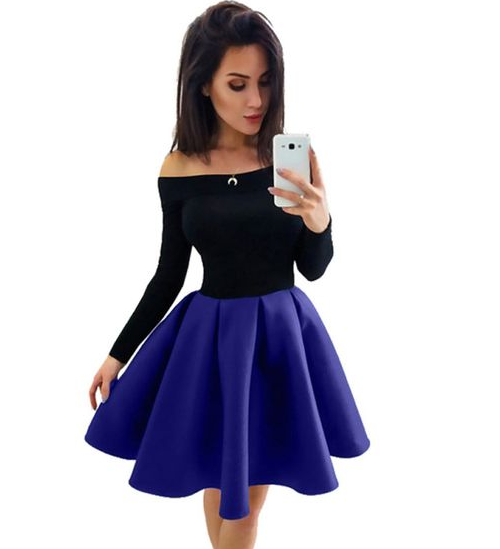 Cute Long Sleeve Short Homecoming Dresses Danika CD7662