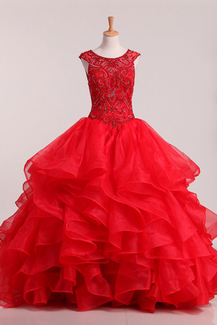 2024 Quinceanera Dresses Organza Scoop With Beading Ball Gown