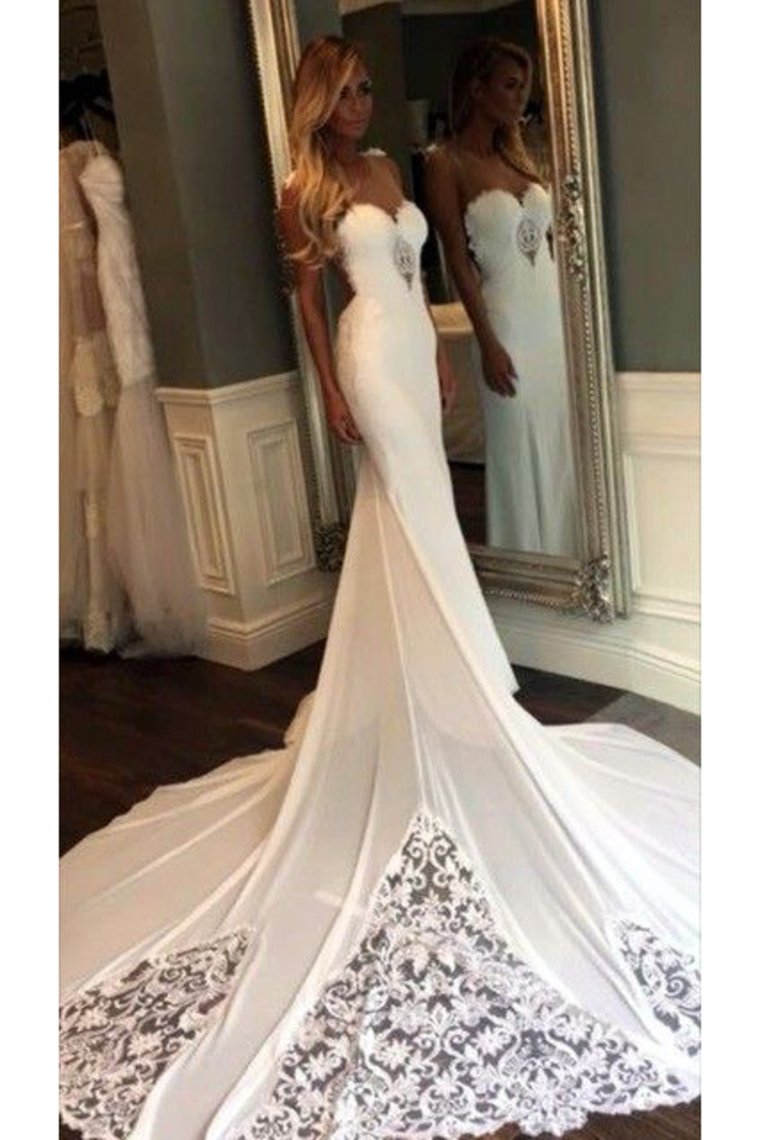 2024 New Arrival Scoop Chiffon Wedding Dresses With Applique Mermaid