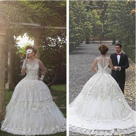 Ball Gown Tulle Sleeveless Beach Outdoor Garden Handmade Women's Wedding Dress JS57