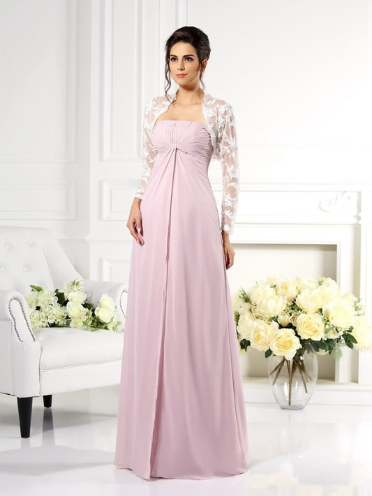 A-Line/Princess Strapless Lace Sleeveless Long Chiffon Mother of the Bride Dresses DFP0007331