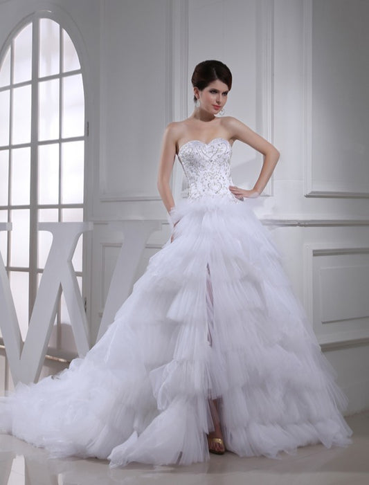 A-Line/Princess Beading Sweetheart Sleeveless Satin Wedding Dresses DFP0006969