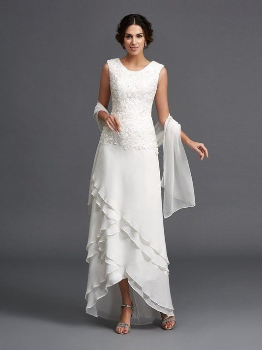 A-Line/Princess Scoop Lace Sleeveless Long Chiffon Mother of the Bride Dresses DFP0007083