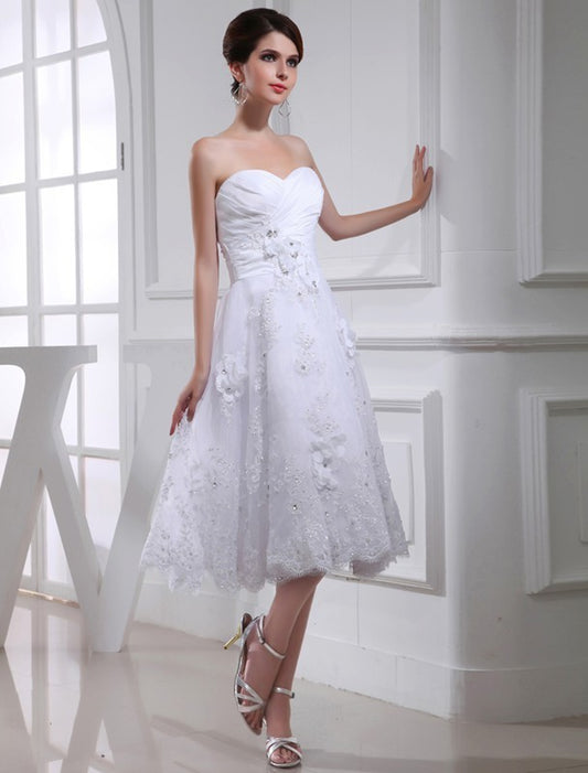 A-Line/Princess Beading Sweetheart Sleeveless Organza Applique Taffeta Wedding Dresses DFP0006880