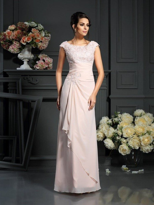 A-Line/Princess Scoop Lace Sleeveless Long Chiffon Mother of the Bride Dresses DFP0007076