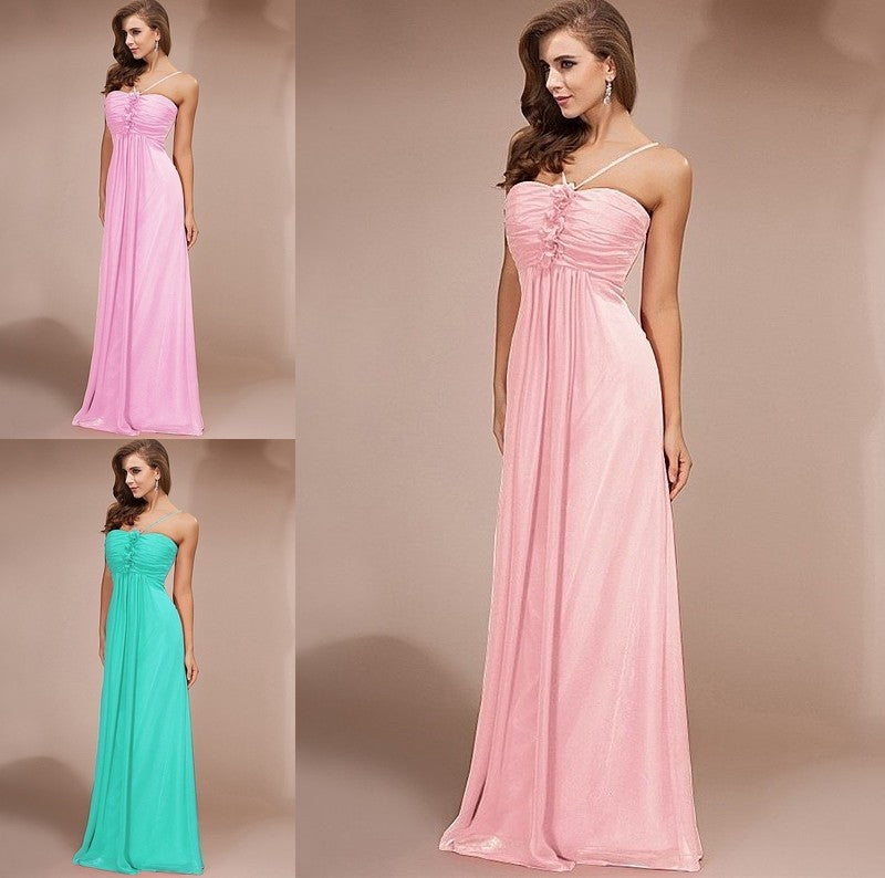 Sheath/Column Ruffles Long Sleeveless Chiffon Bridesmaid Dresses DFP0005717