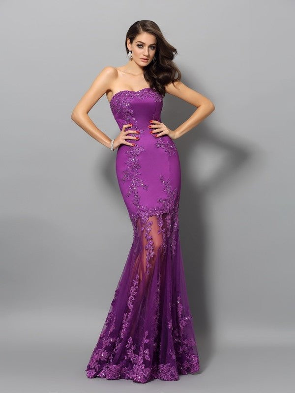 Trumpet/Mermaid Sweetheart Beading Sleeveless Long Chiffon Dresses DFP0002651