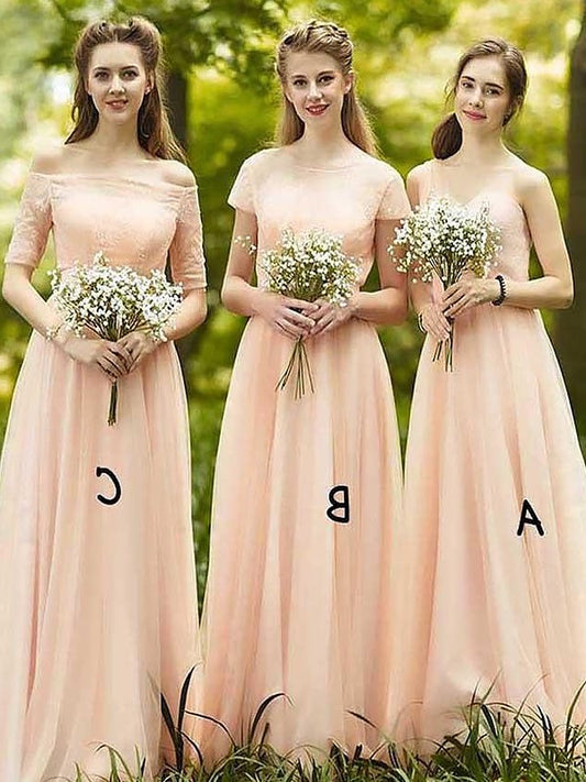 A-Line/Princess Chiffon Sleeveless Floor-Length Bridesmaid Dresses DFP0005492