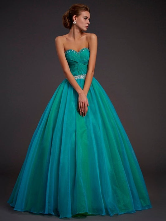 Ball Gown Sweetheart Sleeveless Long Beading Organza Quinceanera Dresses DFP0009092