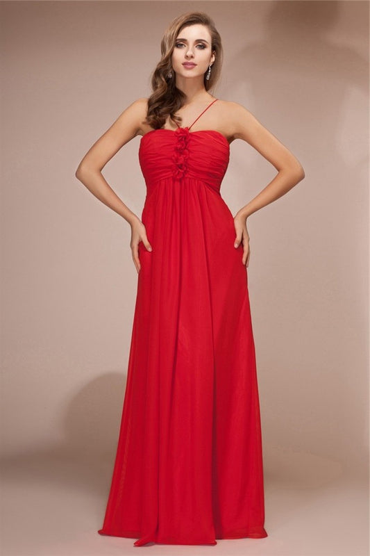 Sheath/Column Ruffles Long Sleeveless Chiffon Bridesmaid Dresses DFP0005717