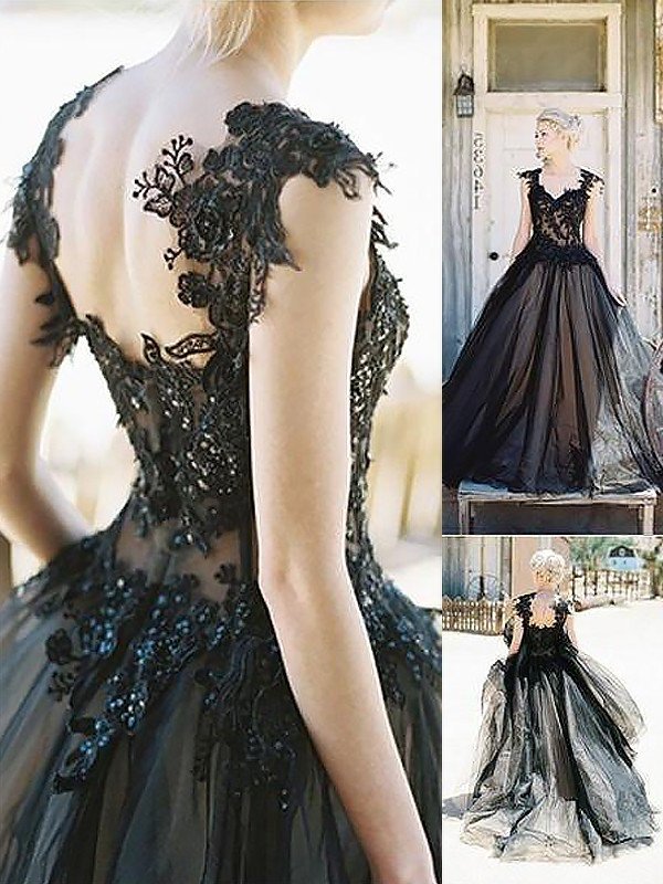 Ball Gown Sleeveless Sweetheart Lace Sweep/Brush Train Tulle Dresses DFP0001691