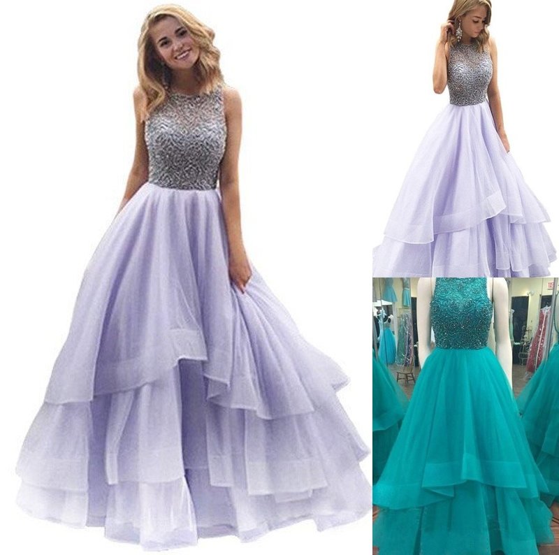 Ball Gown Scoop Sleeveless Floor-Length Beading Organza Dresses DFP0001998