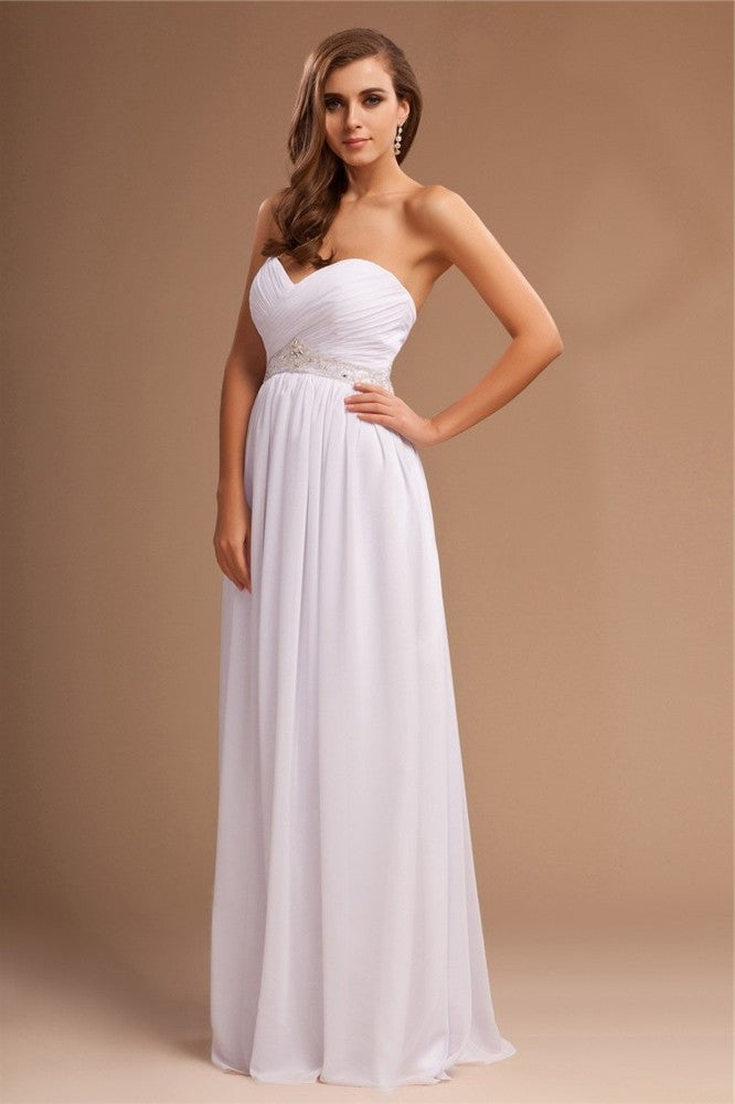 Sheath/Column Beading Sweetheart Long Sleeveless Chiffon Dresses DFP0004448