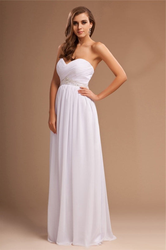 Sheath/Column Beading Sweetheart Long Sleeveless Chiffon Dresses DFP0004448