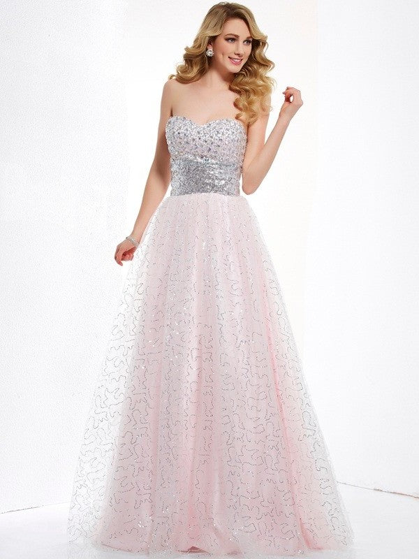 Ball Gown Sweetheart Sleeveless Long Net Dresses DFP0003957