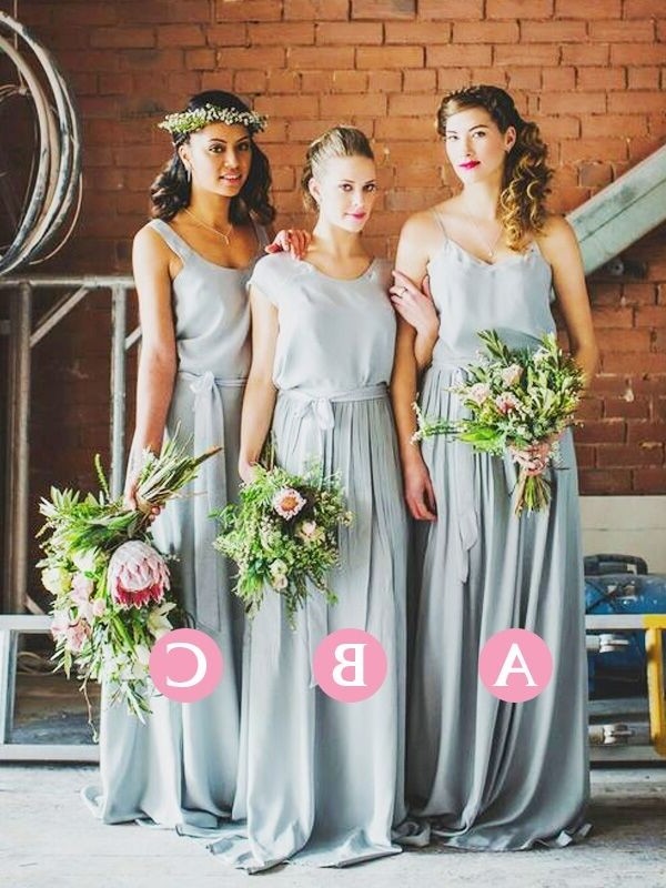 A-Line/Princess Sleeveless Floor-Length Chiffon Bridesmaid Dresses DFP0005603