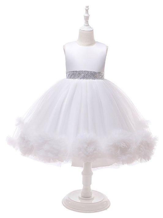 Ball Gown Tulle Ruffles Scoop Sleeveless Tea-Length Flower Girl Dresses DFP0007515