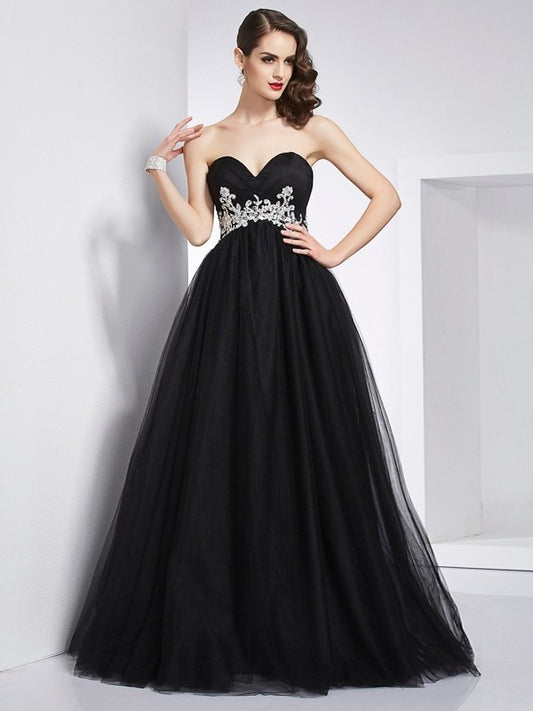 Ball Gown Sweetheart Sleeveless Applique Long Net Quinceanera Dresses DFP0009104