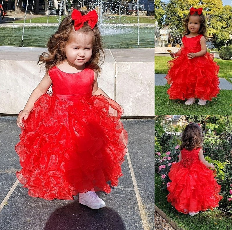 Ball Gown Organza Layers Scoop Sleeveless Ankle-Length Flower Girl Dresses DFP0007478