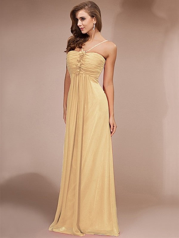 Sheath/Column Ruffles Long Sleeveless Chiffon Bridesmaid Dresses DFP0005717