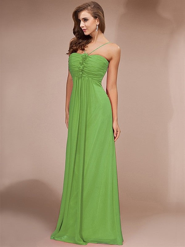 Sheath/Column Ruffles Long Sleeveless Chiffon Bridesmaid Dresses DFP0005717