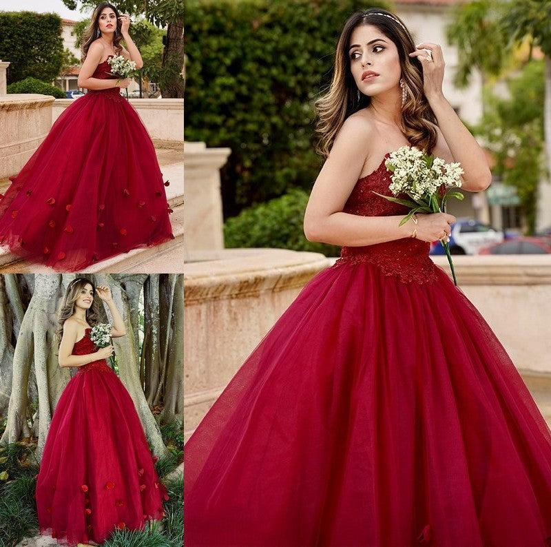 Ball Gown Tulle Applique Sweetheart Sleeveless Floor-Length Dresses DFP0001602