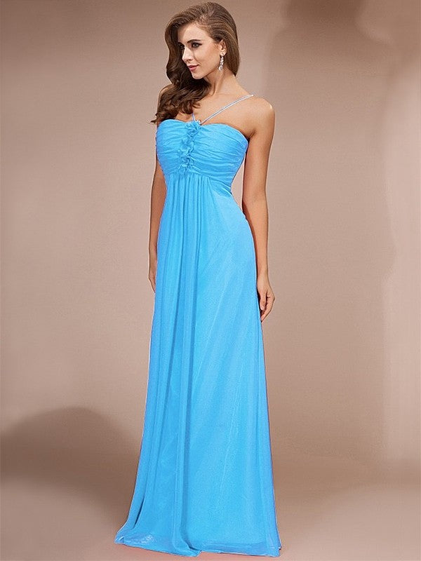 Sheath/Column Ruffles Long Sleeveless Chiffon Bridesmaid Dresses DFP0005717